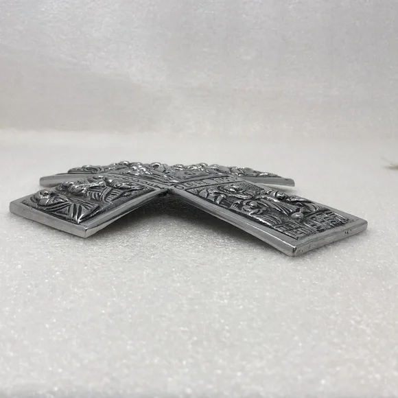 Vintage Pewter Cross Silver Tone Religious Decor - Picture 11 of 12